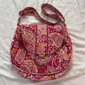 Vera Bradley Saddle Up Crossbody Bag Raspberry Fizz Paisley Pattern 13x9x4